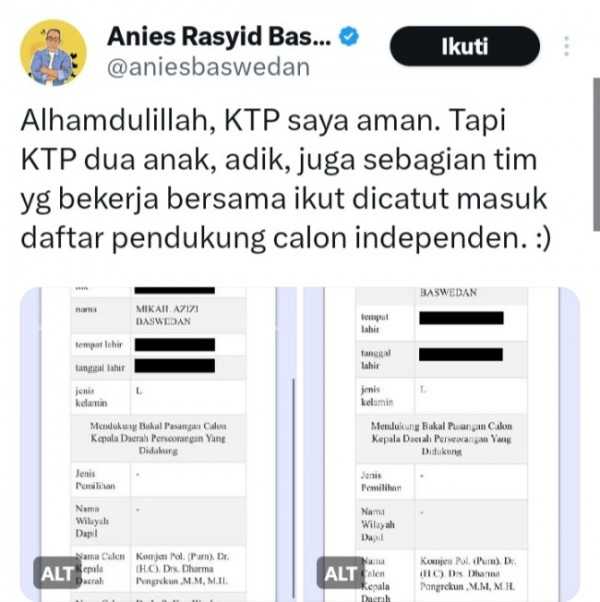 Pencatutan KTP Warga di Pilkada DKi Jakarta: Pencalonan Pasangan Dharma Pongrekun-Kun Wardana Harusnya Batal Demi Hukum