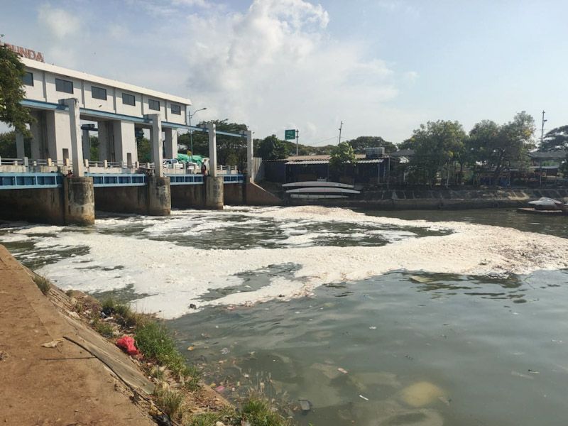 Muncul Busa di Hilir Kanal Banjir Timur: Diduga Dipicu Limbah Detergen Keras